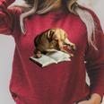 Labrador Retriever Dog Bookworm Reading Book Graphic Raglan Sleeve Sweatshirt Heather Dust