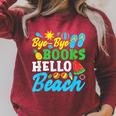 Last Day Of School Bye Bye Books Hello Beach Raglan Sleeve Sweatshirt Heather Dust