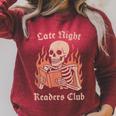 Late Night Readers Club Skeleton Book Lover Raglan Sleeve Sweatshirt Heather Dust Late Night Readers Club Skeleton Book Lover Raglan Sleeve Sweatshirt Heather Dust