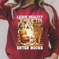 Leave Reality Enter Books Bookworm Reading Book Raglan Sleeve Sweatshirt Heather Dust
