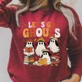Let’s Go Ghouls Cozy Girly Ghosts Halloween Fall Book Lovers Raglan Sleeve Sweatshirt Heather Dust