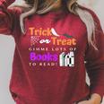 Librarian Halloween Trick Or Treat Bat & Books Raglan Sleeve Sweatshirt Heather Dust