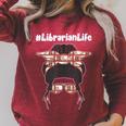Librarian Teacher Messy Bun Life Book Library Back To School Raglan Sleeve Sweatshirt Heather Dust