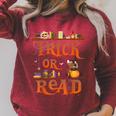 Librarian Trick Or Read Library Event Halloween Book Lovers Raglan Sleeve Sweatshirt Heather Dust