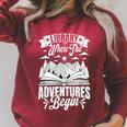 Library Where The Adventures Begin Librarian Book Readers Raglan Sleeve Sweatshirt Heather Dust