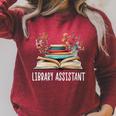 Library Assistant Messy Bun Library Book Reader Raglan Sleeve Sweatshirt Heather Dust