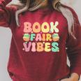 Library Book Fair Vibe Groovy Retro School Reading Nostalgic Raglan Sleeve Sweatshirt Heather Dust