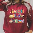 Library Cats Kittens Reader Book Lovers Pet Shelf Raglan Sleeve Sweatshirt Heather Dust