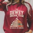Library Dream Team Mountain Of Books Librarian Raglan Sleeve Sweatshirt Heather Dust