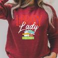 Library Lady Bookworm Books Book Lover School Librarian Raglan Sleeve Sweatshirt Heather Dust