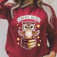 Library Squad Book Owl Wisdom Nerd Librarian Club Raglan Sleeve Sweatshirt Heather Dust