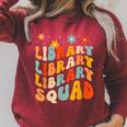 Library Squad Team Librarian Teacher Book Lover Retro Groovy Raglan Sleeve Sweatshirt Heather Dust