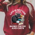 Life Is Better With Books Cats & Coffee Librarian Book Lover Raglan Sleeve Sweatshirt Heather Dust Life Is Better With Books Cats & Coffee Librarian Book Lover Raglan Sleeve Sweatshirt Heather Dust