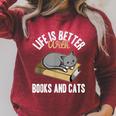 Life Is Better With Books And Cats Cat Owner Books Lover Men Women Kids Raglan Sleeve Sweatshirt Heather Dust