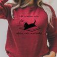 Life Is Better With Books Cats And Coffee Raglan Sleeve Sweatshirt Heather Dust