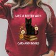 Life Is Better With Cats And Books Cute Cat Lover For Men Women Kids Raglan Sleeve Sweatshirt Heather Dust Life Is Better With Cats And Books Cute Cat Lover For Men Women Kids Raglan Sleeve Sweatshirt Heather Dust