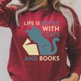 Life Is Better With Cats And Books Raglan Sleeve Sweatshirt Heather Dust