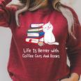 Life Is Better With Coffee Cats And Books Book Lover Raglan Sleeve Sweatshirt Heather Dust Life Is Better With Coffee Cats And Books Book Lover Raglan Sleeve Sweatshirt Heather Dust