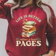 Life Is Better After A Few Pages Book Lover Reading Quote Raglan Sleeve Sweatshirt Heather Dust