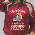 Life Is Better With A Hedgehog And Reading Books Raglan Sleeve Sweatshirt Heather Dust