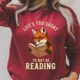 Life’s Too Short To Not Be Reading Cute Fox Book Lover Premium Tri-Blend Raglan Sleeve Sweatshirt Heather Dust