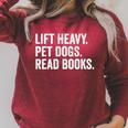 Lift Heavy Pet Dogs Read Books Gym Workout Weight Lifter Raglan Sleeve Sweatshirt Heather Dust