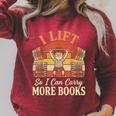 I Lift So I Can Carry More Book Lover Reader Gym Reading Raglan Sleeve Sweatshirt Heather Dust