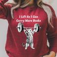 I Lift So I Can Carry More Books Cat Humor Raglan Sleeve Sweatshirt Heather Dust