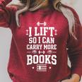 I Lift So I Can Carry More Books Gym Humor Raglan Sleeve Sweatshirt Heather Dust