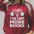 I Lift So I Can Carry More Books Premium Tri-Blend Raglan Sleeve Sweatshirt Heather Dust