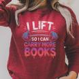 I Lift So I Can Carry More Books Reader Raglan Sleeve Sweatshirt Heather Dust