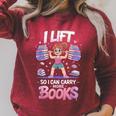 Lift So I Can Carry More Books Reading Lovers Workout Girl Raglan Sleeve Sweatshirt Heather Dust