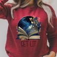 Lets Get Lit Book ShirtGet Lost In a Book SignFloral Book Raglan Sleeve Sweatshirt Heather Dust