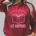 Lit Happens Book Reading Literary English Teacher Librarian Raglan Sleeve Sweatshirt Heather Dust Lit Happens Book Reading Literary English Teacher Librarian Raglan Sleeve Sweatshirt Heather Dust