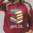 Get Lit Reading Book Raglan Sleeve Sweatshirt Heather Dust