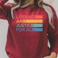 Literacy And Justice For All Reading Book Club Librarian Premium Tri-Blend Raglan Sleeve Sweatshirt Heather Dust