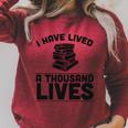 I Have Lived A Thousand Lives Trendy Book Reading Literary Raglan Sleeve Sweatshirt Heather Dust