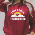 Take A Look It's In A Book Bookworm Reading Raglan Sleeve Sweatshirt Heather Dust