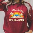 Take A Look Its In A Book Lover Bookworm Reading Books Raglan Sleeve Sweatshirt Heather Dust