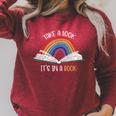 Take A Look It's In A Book Rainbow Bookworm Book Lover Raglan Sleeve Sweatshirt Heather Dust
