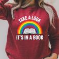 Take A Look It's In A Book Rainbow Reading Literary Raglan Sleeve Sweatshirt Heather Dust