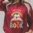 Take A Look It's In A Book Retro Reading Advocate Distressed Raglan Sleeve Sweatshirt Heather Dust