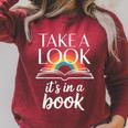 Take A Look Its In A Book Retro Reading Bookworm Librarian Raglan Sleeve Sweatshirt Heather Dust