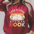 Take A Look It's In A Book Retro Reading Premium Tri-Blend Raglan Sleeve Sweatshirt Heather Dust
