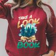 Take A Look It´s In A Book Reading Lover Raglan Sleeve Sweatshirt Heather Dust