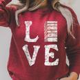 Love Books Book Stack Nerd Literary Readers Distressed Raglan Sleeve Sweatshirt Heather Dust