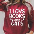 I Love Books And Cats Book Lover Raglan Sleeve Sweatshirt Heather Dust