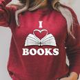 I Love Books Shirt Raglan Sleeve Sweatshirt Heather Dust