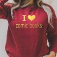 I Love Comic Books Manga Graphic Novel Heart Raglan Sleeve Sweatshirt Heather Dust