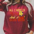 i Love Reading Apparel All i Need Is My Dog And a Good Book Men Women Raglan Sleeve Sweatshirt Heather Dust